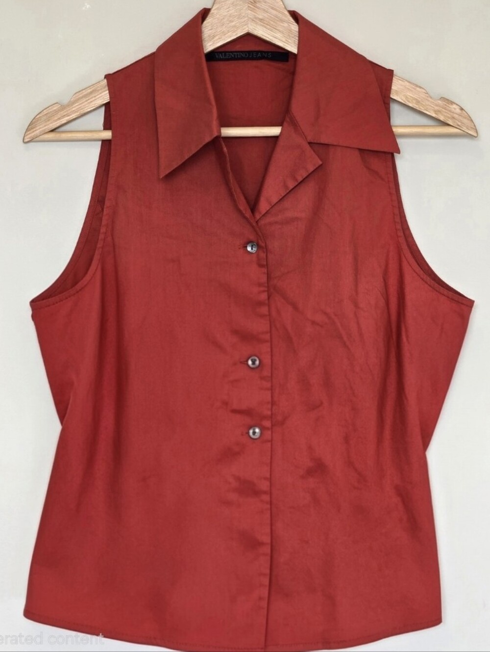 Vintage Valentino Red Button-Front Detail Top 90s 1990 Preppy Minimal